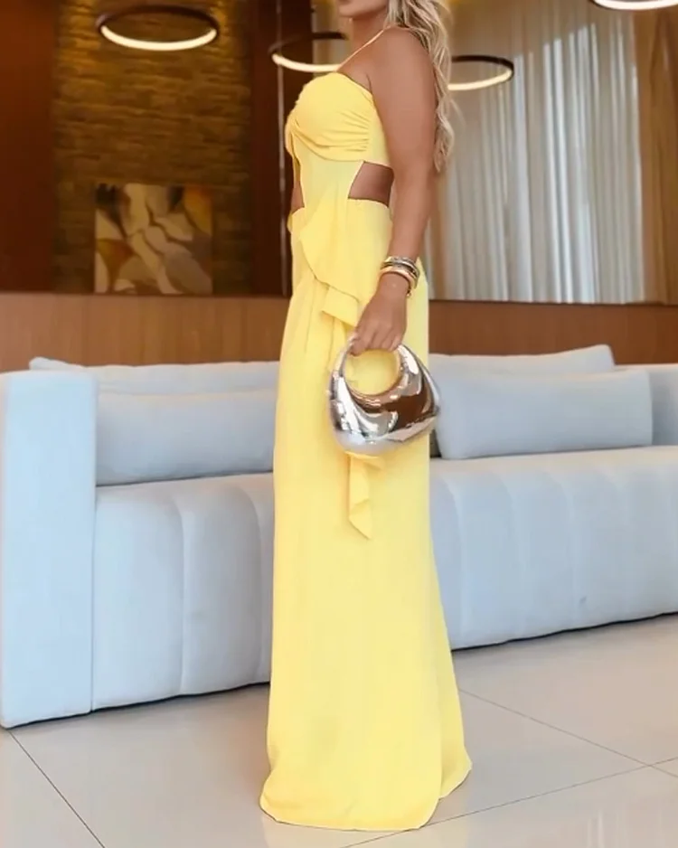 Sleeveless solid color two piece suit