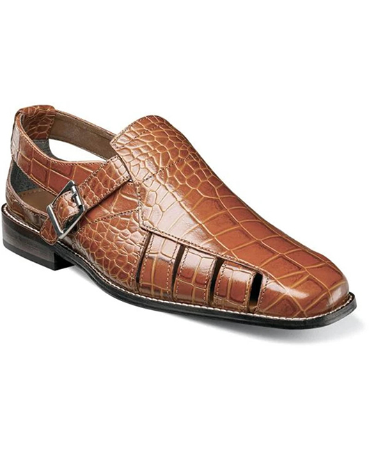 Crocodile Pattern Cut Out Buckle Square Toe Sandals
