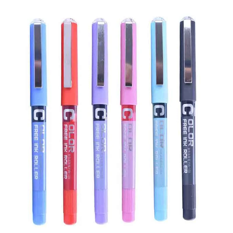 6/7 Pcs Large Capacity Gel Pen Set Rollerball Pens 0.5mm Quick-Drying Straight Liquid Pen for School Office Writing Stationery