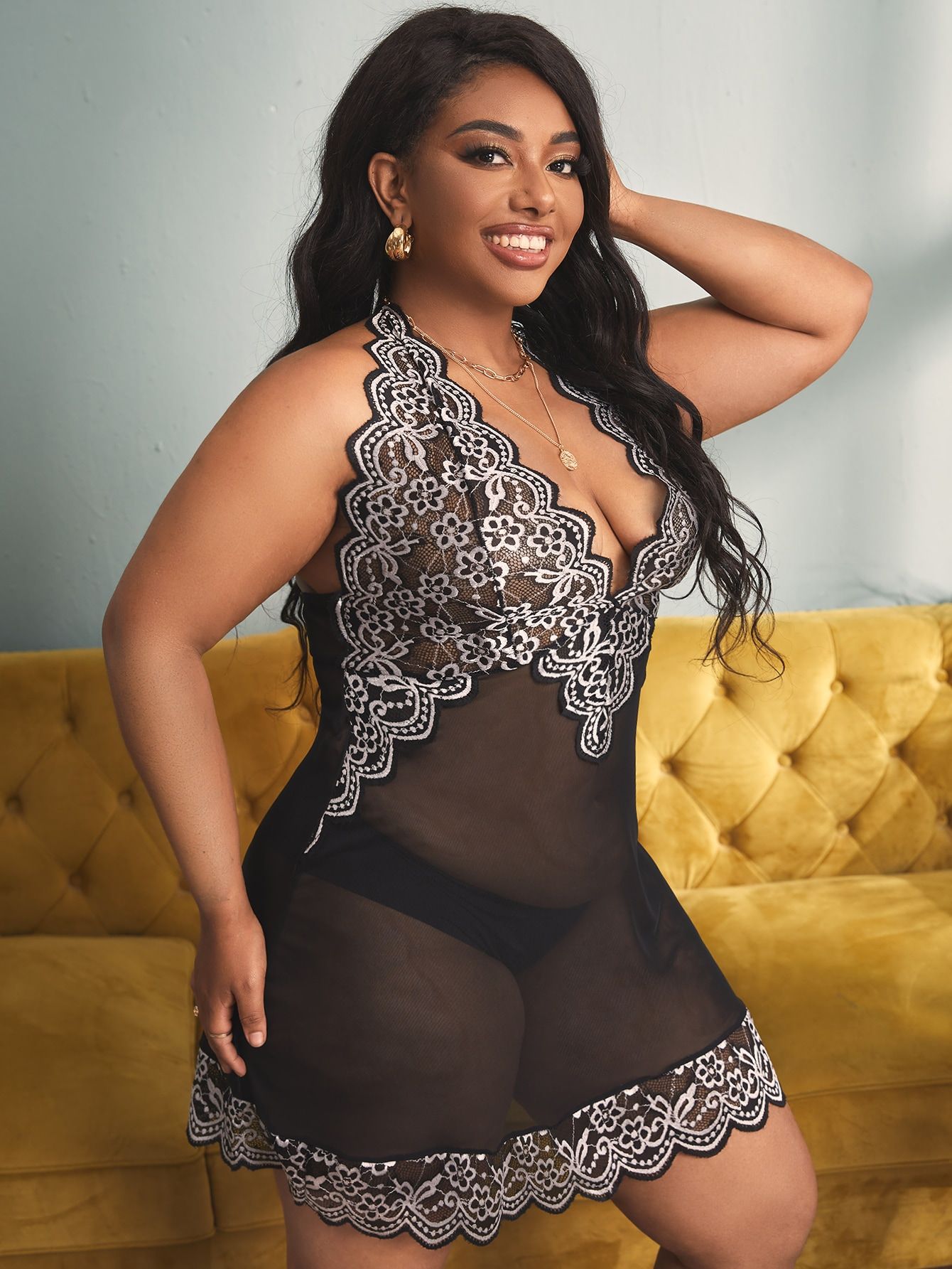 Lovingerie - Plus-Size Erotic Lingerie Deep V-Neck Intensely Sexy Lingerie