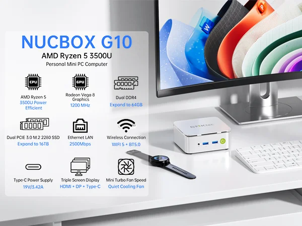 GMKtec ミニPC NucBox G10 Ryzen 5 3500U AMD Ryzen 5 3500U Mini PC -- NucBox G10