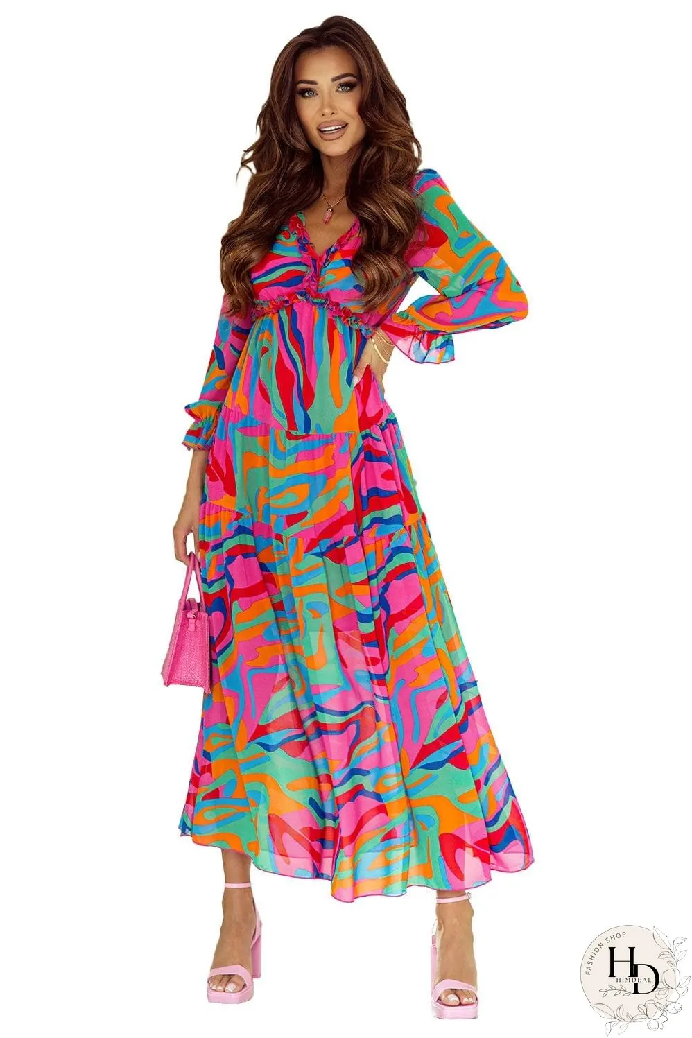 Casual Long-sleeved Dress With Big Swing