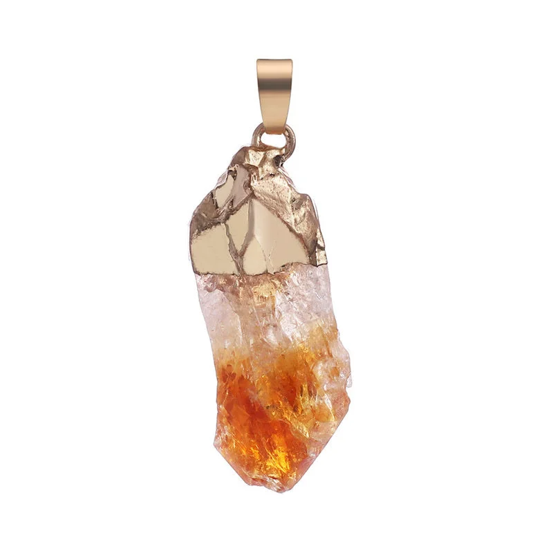 Natural Crystal Gemstone Citrine Amethyst Happiness Necklace