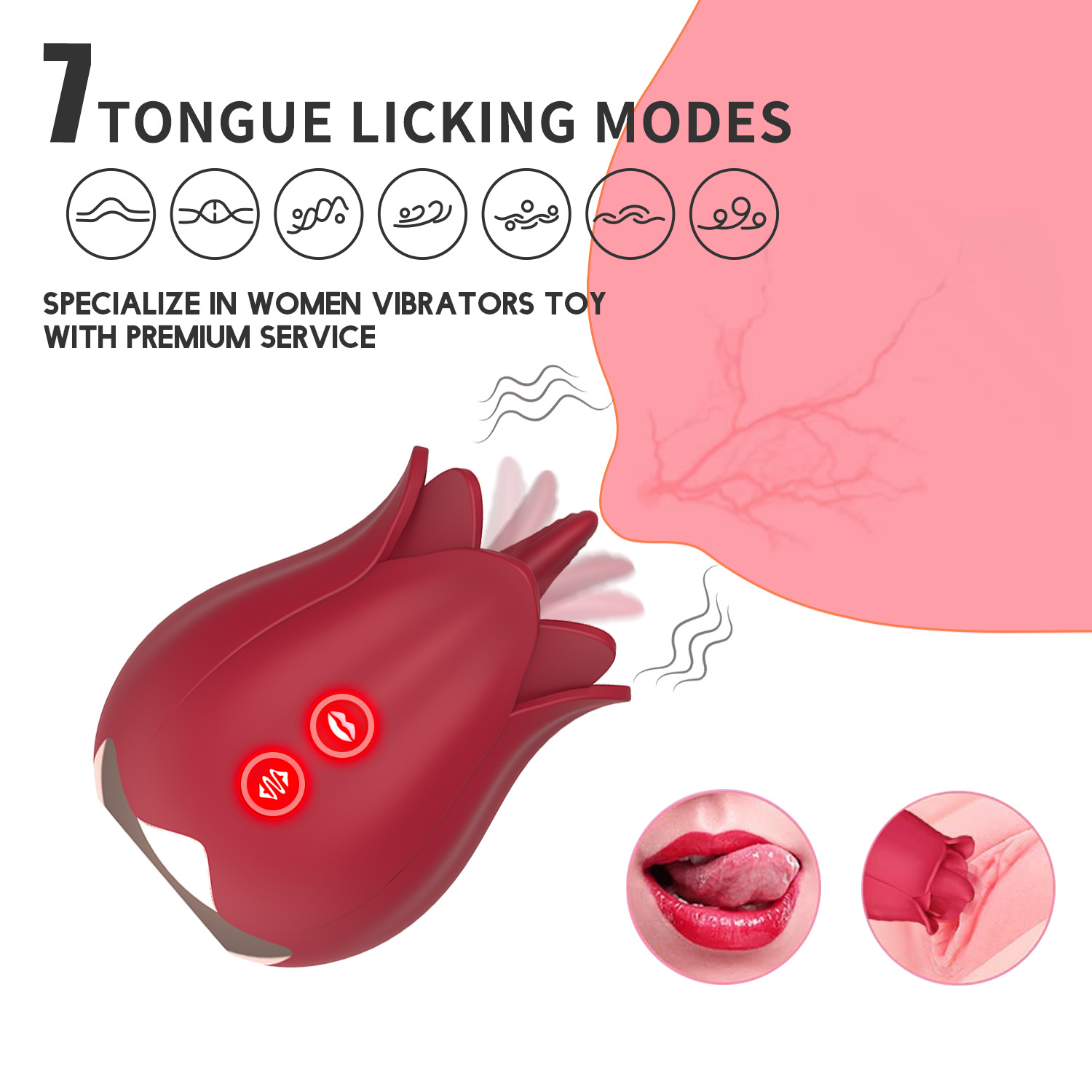 Mengma Hgod Rose New Product Exploring Flower Tongue Licking Vibration Egg Skipping Female Masturbation Taste Products Wholesale