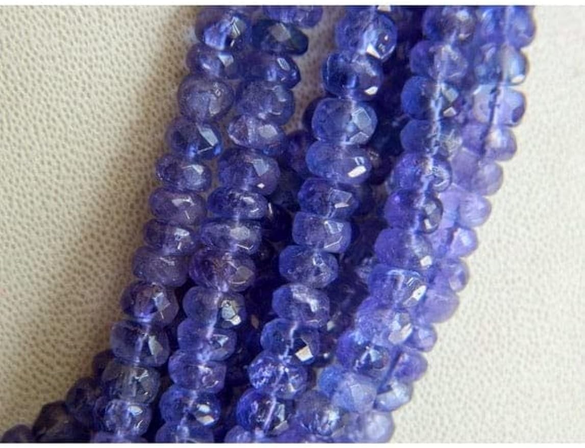 LKBEADS Tanzanite Necklace, Tanzanite Jewelry, Faceted Rondelle Beads, Statement Necklace 8 Strands 16 Inches Each 4mm To 5mm Beads