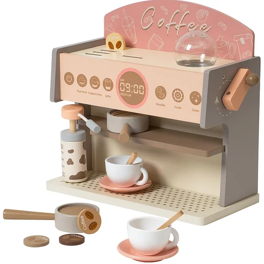 ROBUD Coffee Maker Wooden Espresso Machine Playset	 | Robotime Online