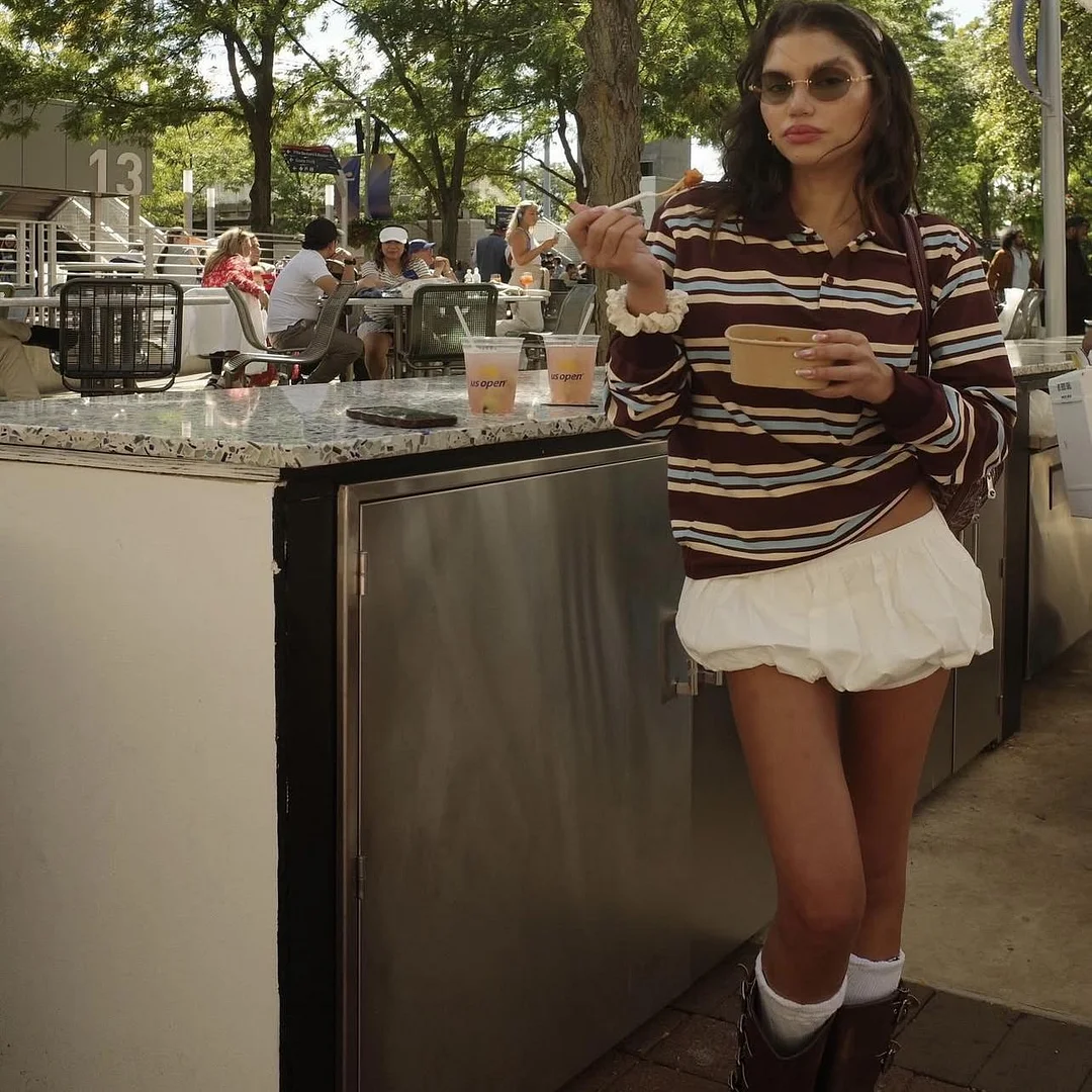 Nigikala Nigikala Autumn New Women's College Style Bumpy Horizontal Striped POLO Shirt Long-Sleeved T-Shirt Girl