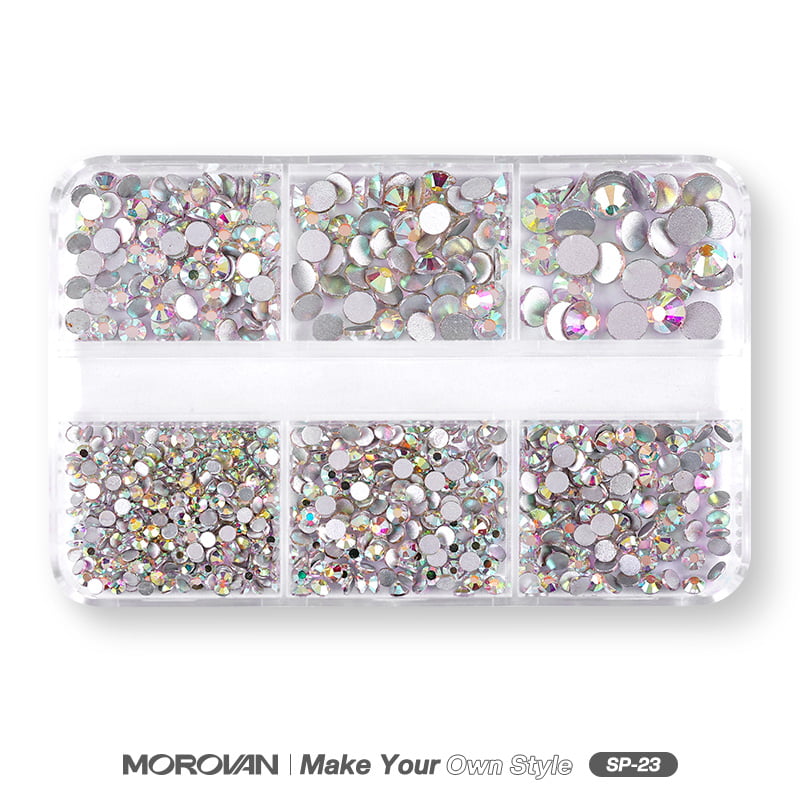 silver rhinestones nail design