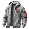 Men's Vintage Motorcycle Fleece Pocket Full Zip Long Sleeve Hoodie Jacket by Inlyline