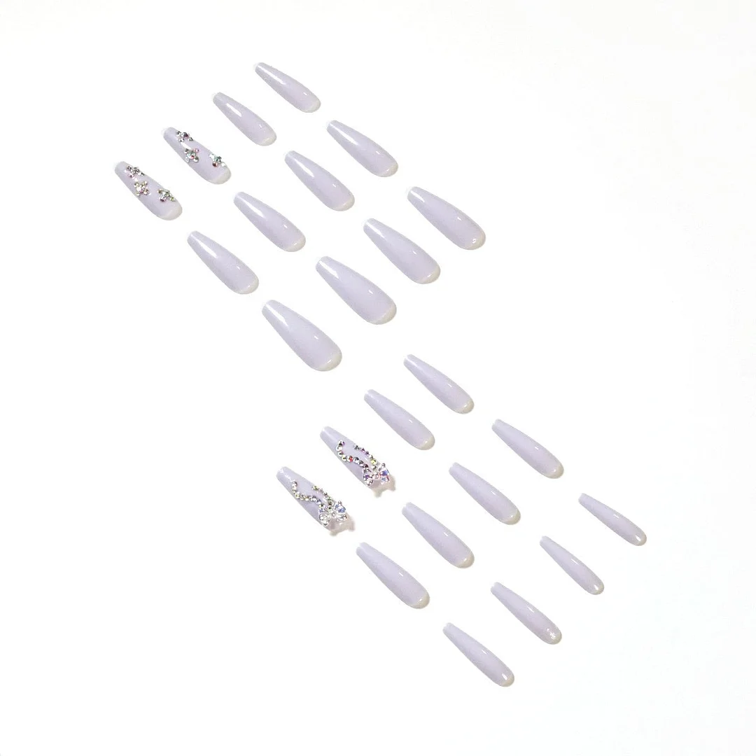 Fake Nails Creamy Grey Temperament Butterfly Full Cover Fake Nails DIY Glue Press On Nails Nail Supplies For Professionals-Nail Inspo