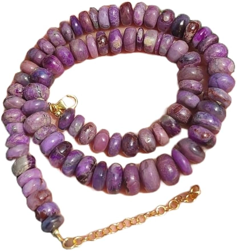 LKBEADS Natural Sugilite  Necklace rondelle 8-11mm smooth 16inch Full strand Beads Jewelry Gemstone Necklace crystal healing energy stone Necklace for Women