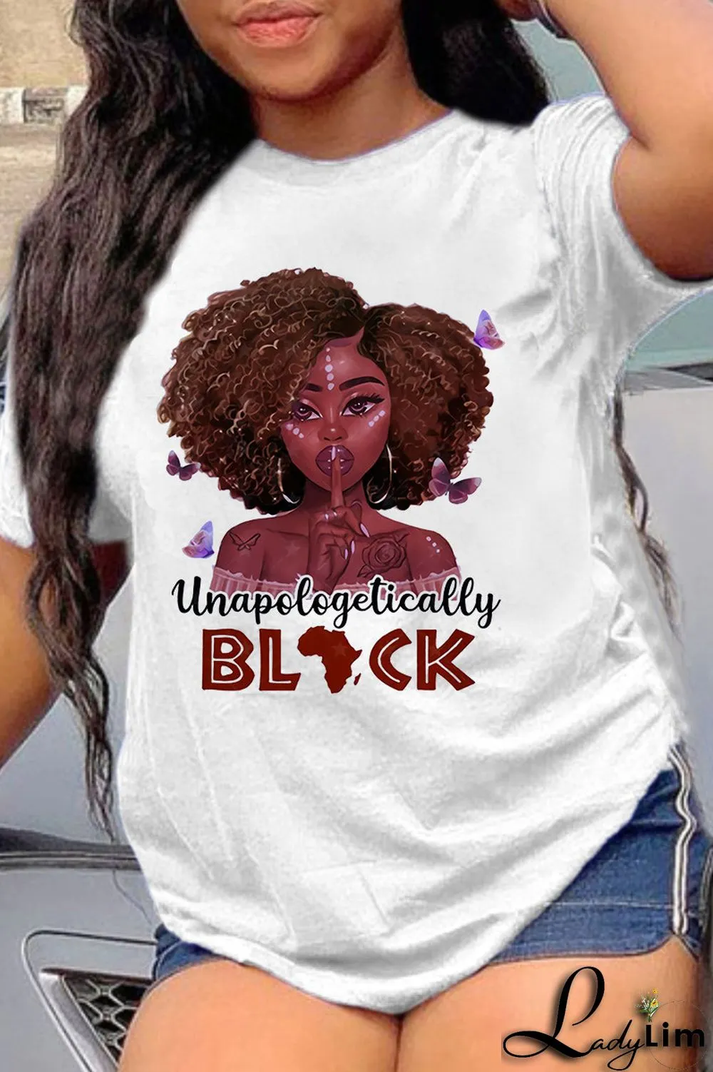 White Fashion Casual Print Basic O Neck T-Shirts