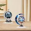 2pcs Diy Diamond Painting Dream Catcher Wolf Decor Acrylic Desk Ornaments