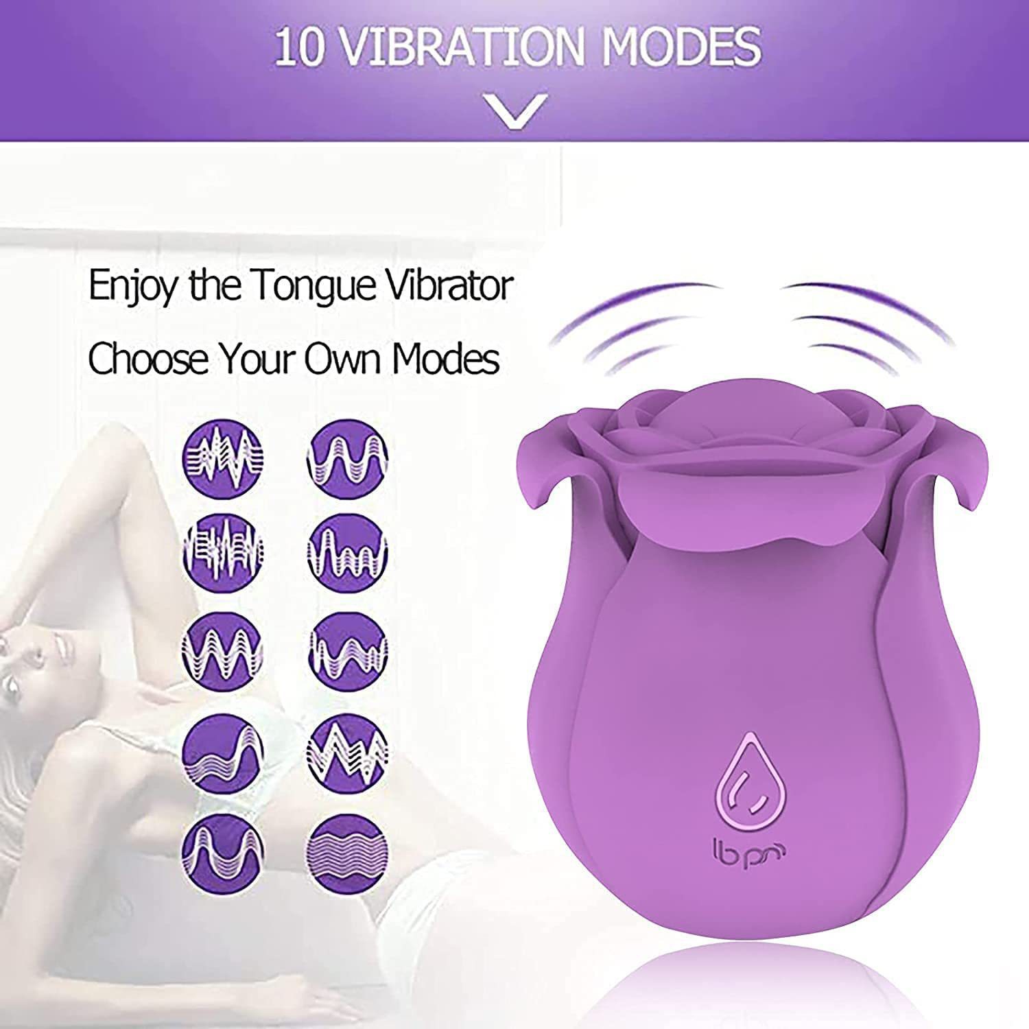 10-Mode Rose Clitoral Stimulator with Silky Silicone - Discreet & Rechargeable