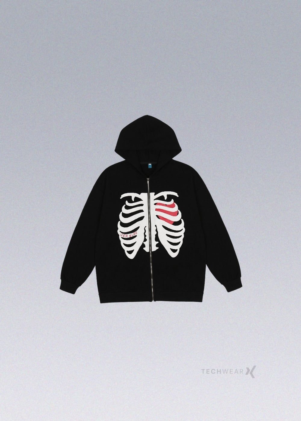 Heart Skeleton Zip Hoodie Techwear - X techwear-x