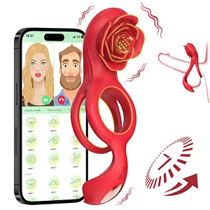 Rose Lock Double Ring Penis Clitoral Stimulation App Remote Control