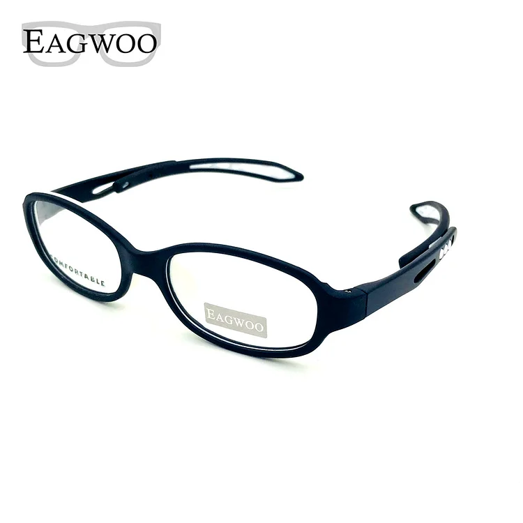 EAGWOO Silicon Soft  Eyeglasses Children Optical Frame Plain Spectacle Boy Girl Temple Adjustable Prescription Glasses Frame 100
