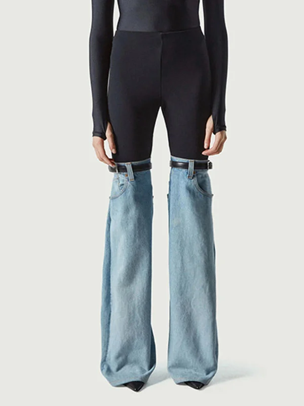 Flared Pants High Waisted Split-Joint Jean Pants Bottoms