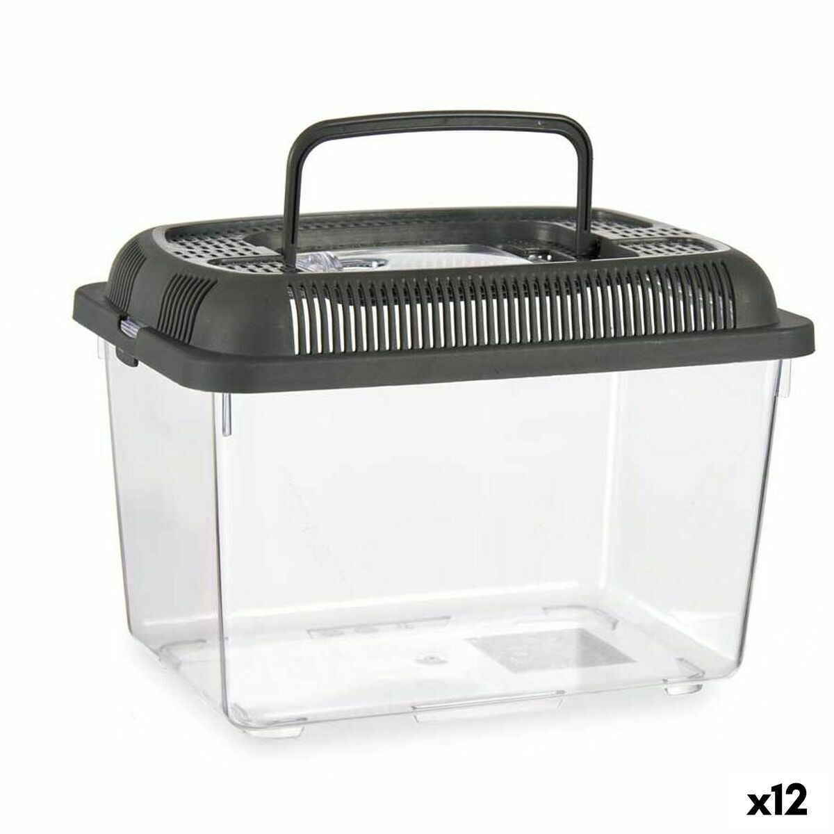 Fish tank Mascow Anthracite Plastic 3 L 17 x 16 x 24 cm With handle Medium (12 Units)