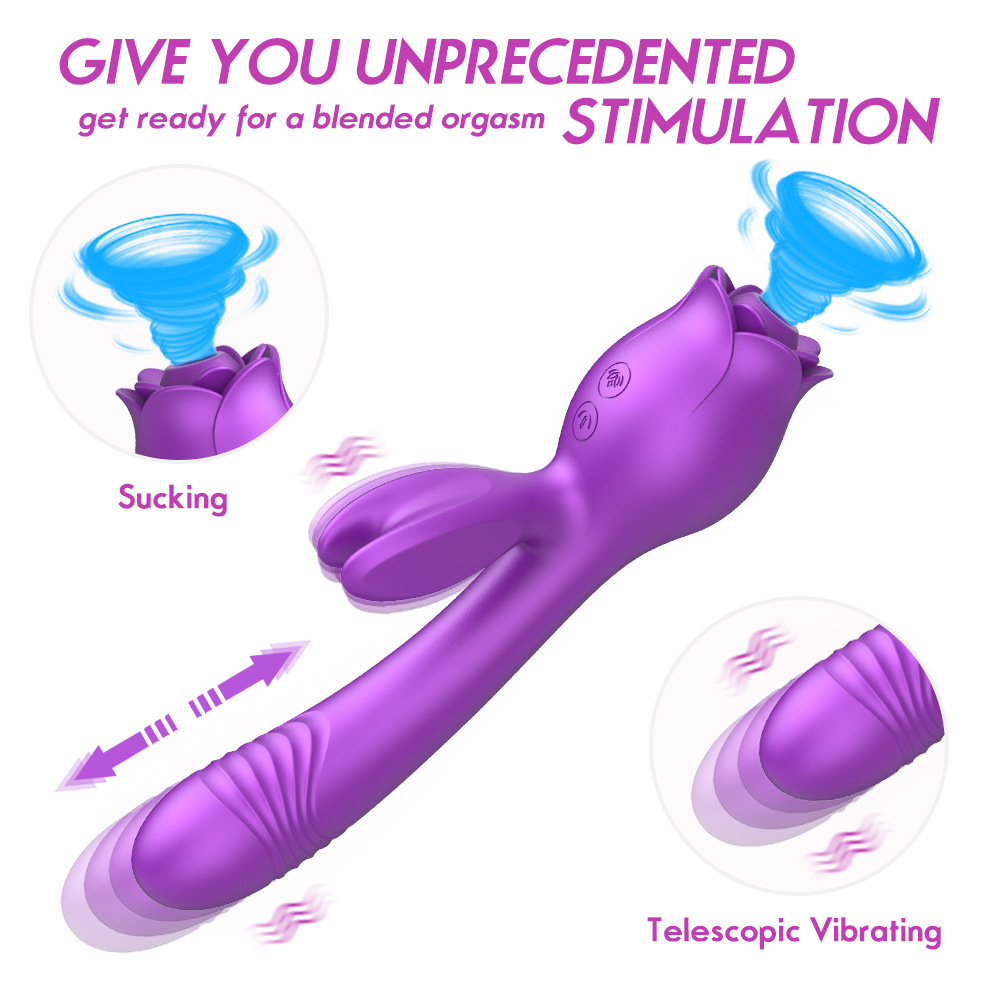 Bunny Rose 3-i-1 klitorissuging og skyvevibrator