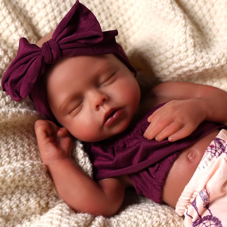 [Ships Within 24 Hours]Babeside Lucy 12"/16'' Realistic Silicone Sleeping Baby African American Little Infant Girl Physical and Mental Accompaniment