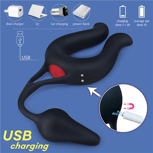 Wireless Multi-Function Remote Control Cock Ring with Anal Stimulator