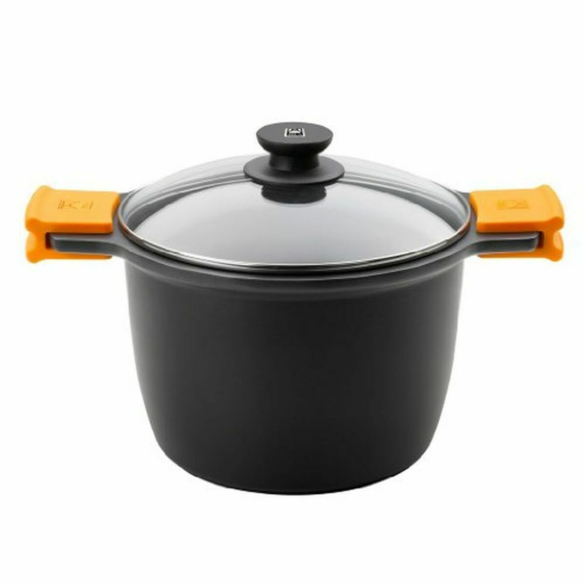Pot with Glass Lid BRA A273907 Black Metal Aluminium Cast aluminium &Oslash; 28 cm (1 Unit)