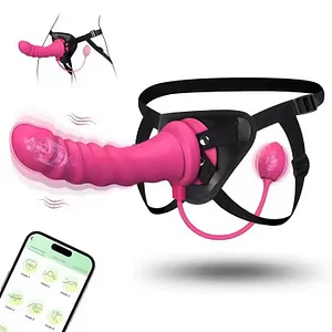 App Remote Control Wearable Strap On With Vibrating Dildo And Anal Plug