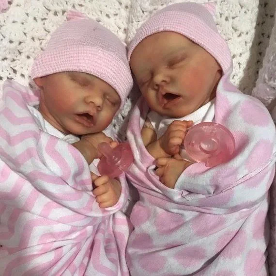 GSBO-Cutecozylife-Reborn Sister 12'' Real Lifelike Twins Reborn Baby Doll Girl Jorge and Tina, Lifelike Weighted Silicone Baby Doll