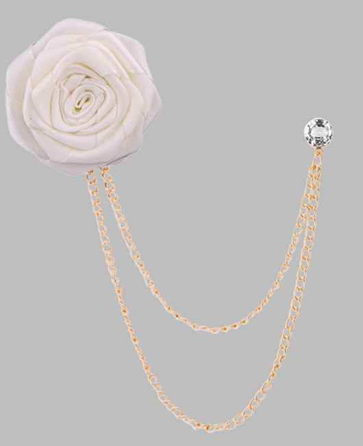 Wedding Stereo Cloth Rose Tassel Chain Brooch