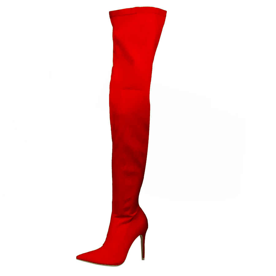 TAAFO High Heel Bright Color Thigh High Stretch Boots