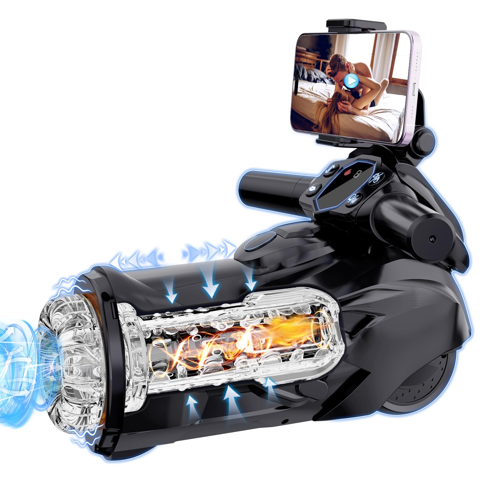 Motorcycle Male Sex Toys Penis Stroker With 9 Thrusting/sucking/vibrating Heating Mode