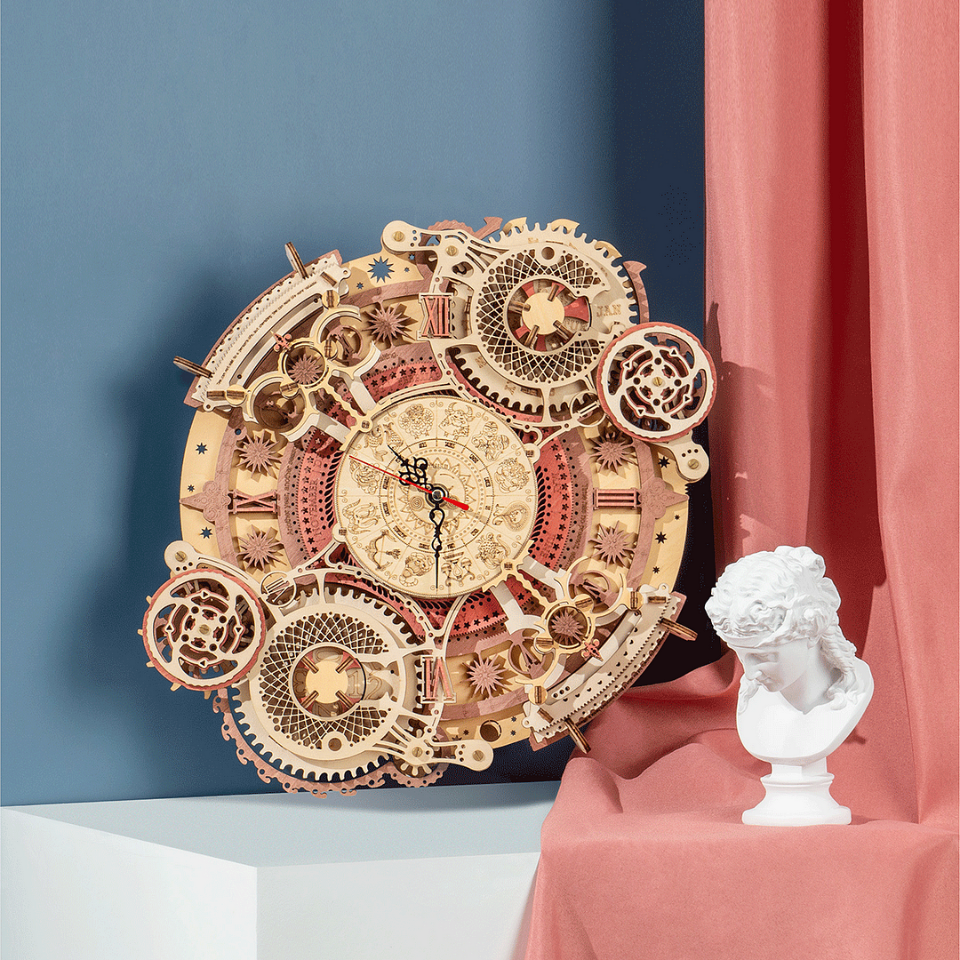 ROKR Zodiac Wall Clock Mechanical Time Art Engine LC601