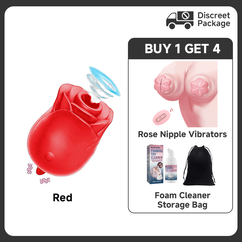 Rends Rose Toy 2 In 1 Tongue Licking Vibrator And Clitoral Stimulator