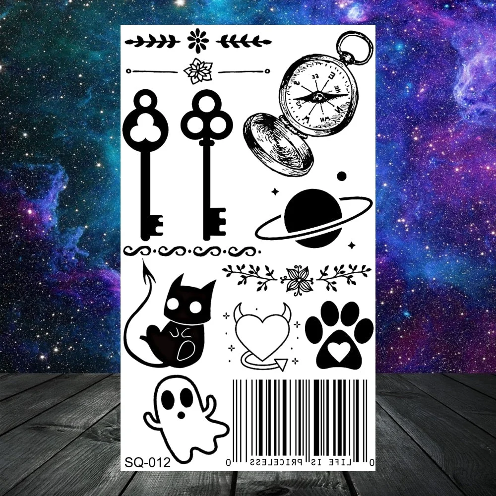 3D Constellation Rose Mountains Tatoos Temporary Tattoos For Women Men Star Moon Sun Realistic Fake Tattoo Small Washable Tatoos