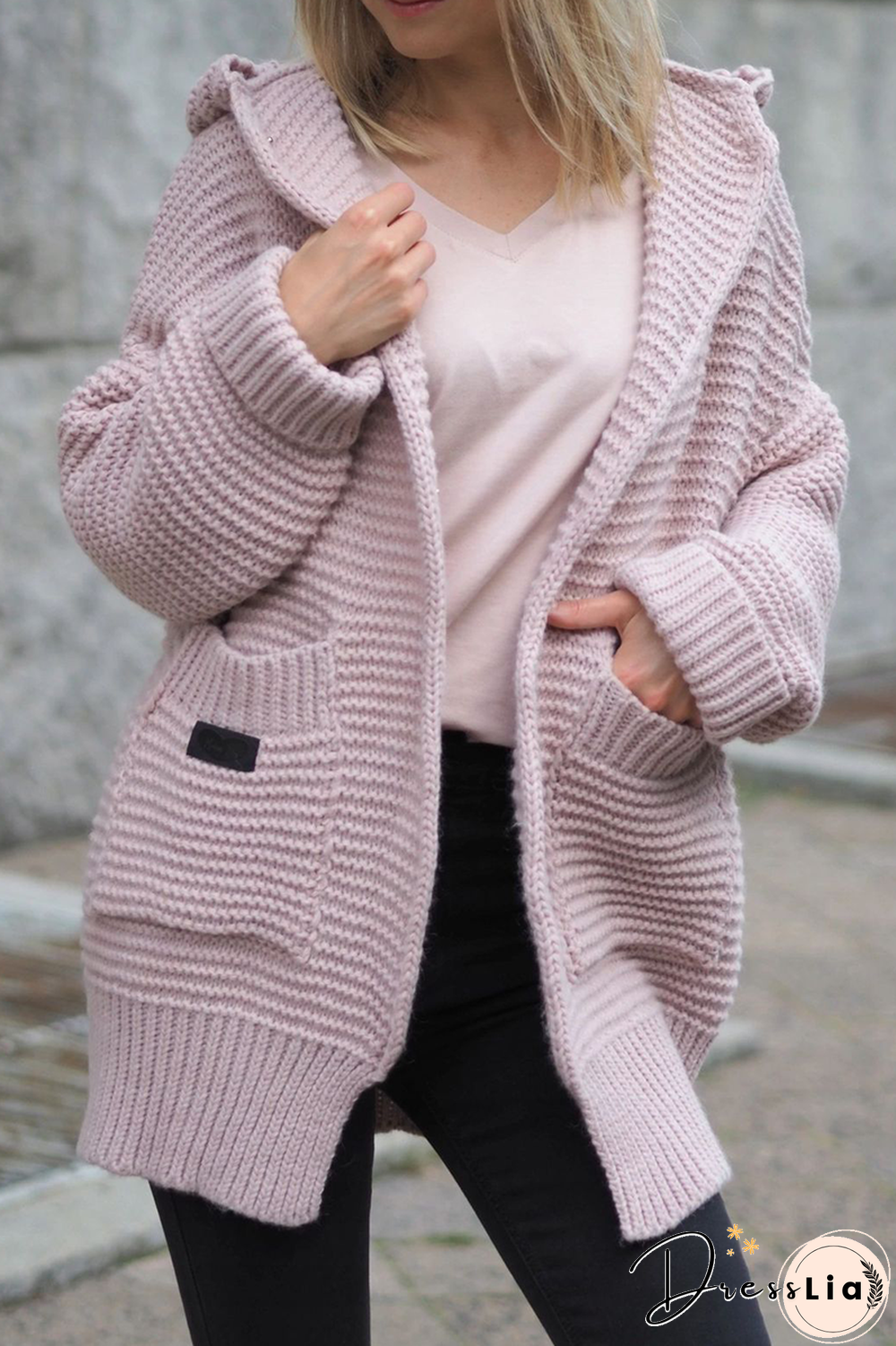 Casual Solid Pocket Hooded Collar Tops Sweater(6 Colors)