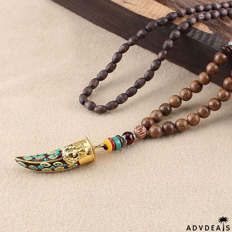 Fabulous Design Ethnic Horn Shaped Pendant Beaded Necklace