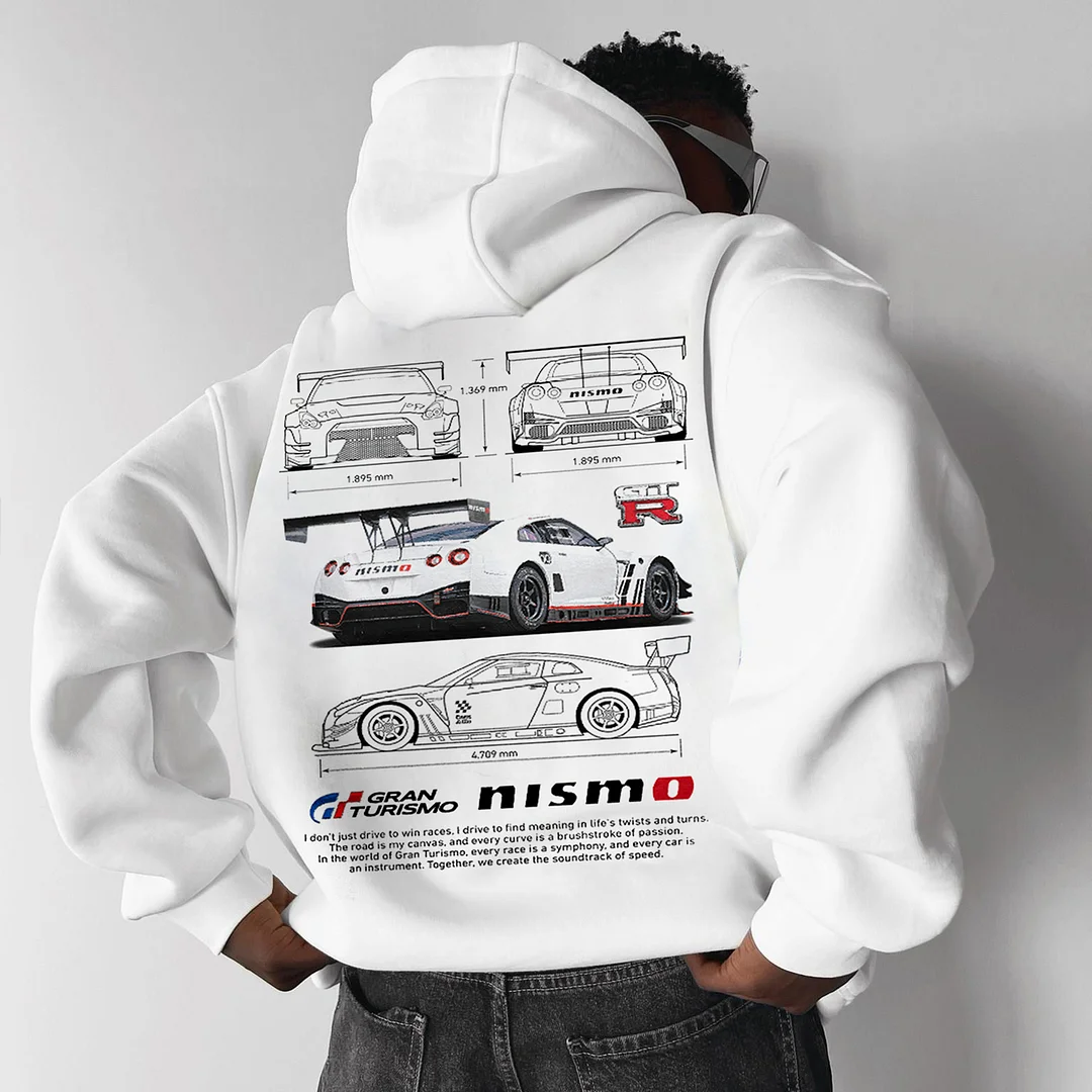 Oversize Sports Car Print Hoodie