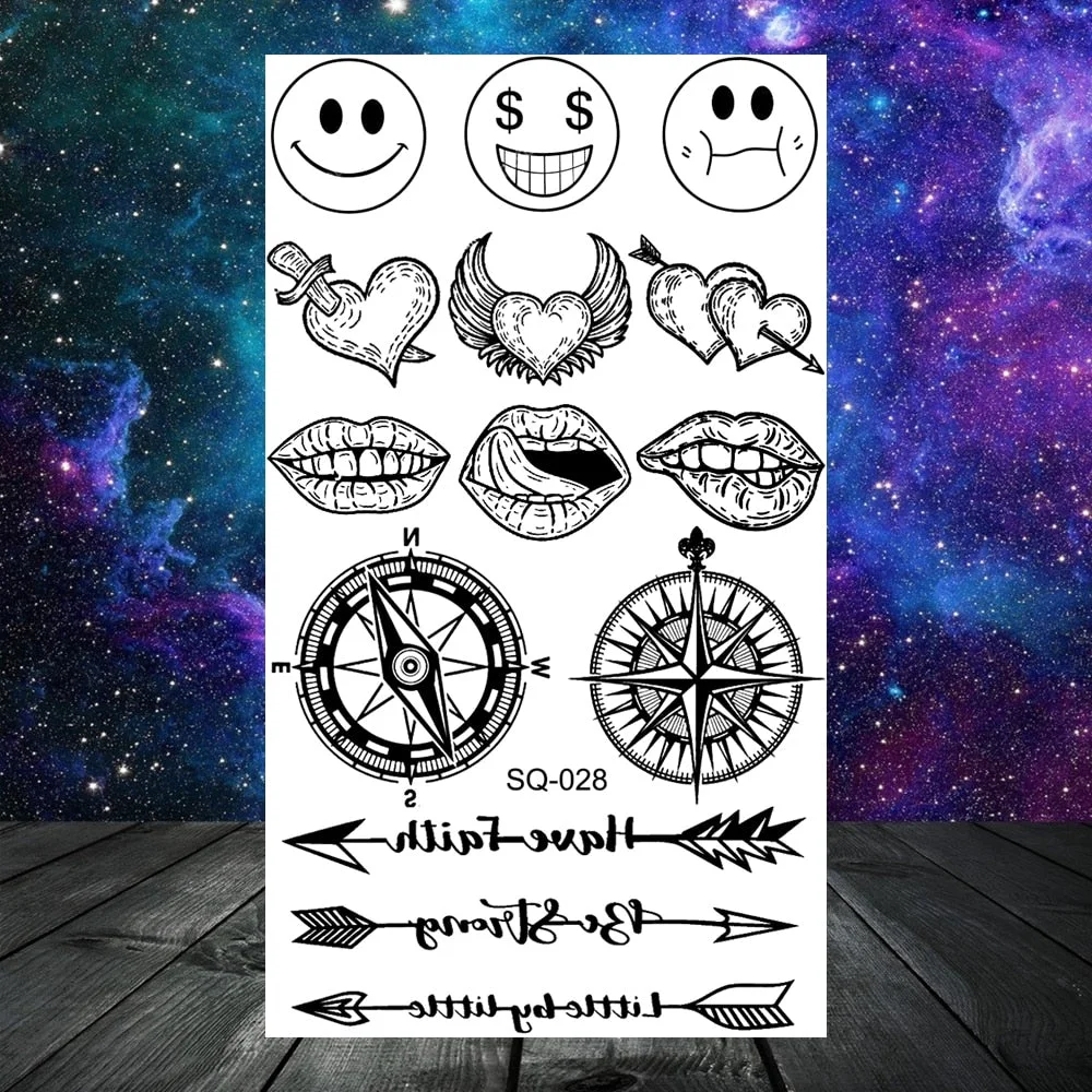 3D Constellation Rose Mountains Tatoos Temporary Tattoos For Women Men Star Moon Sun Realistic Fake Tattoo Small Washable Tatoos