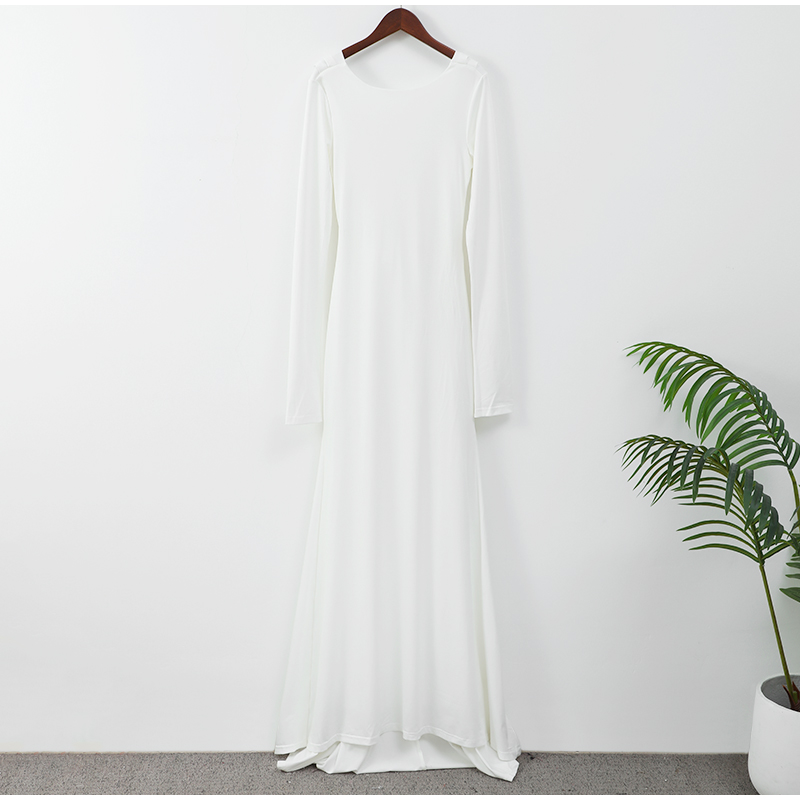 Fashion Solid Hollow Out Maxi Dress For Women Elegant Round Neck Long Sleeve Backless Slim Dresses 2025 New Female Evening Gowns