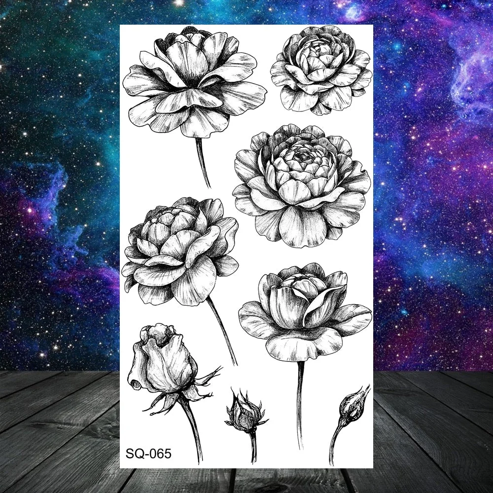 3D Constellation Rose Mountains Tatoos Temporary Tattoos For Women Men Star Moon Sun Realistic Fake Tattoo Small Washable Tatoos