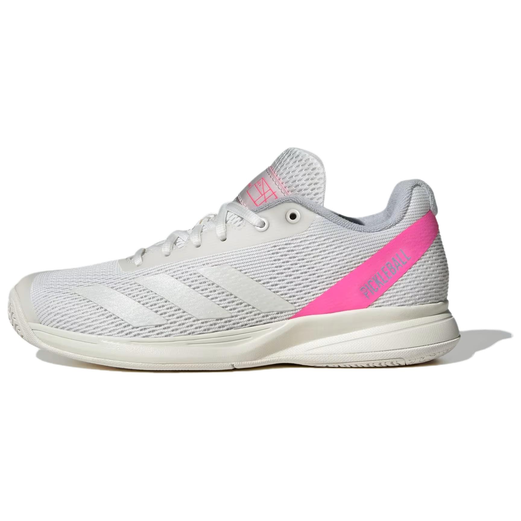 Adidas Pickleball Core White Silver Metallic Lucid Pink Women's