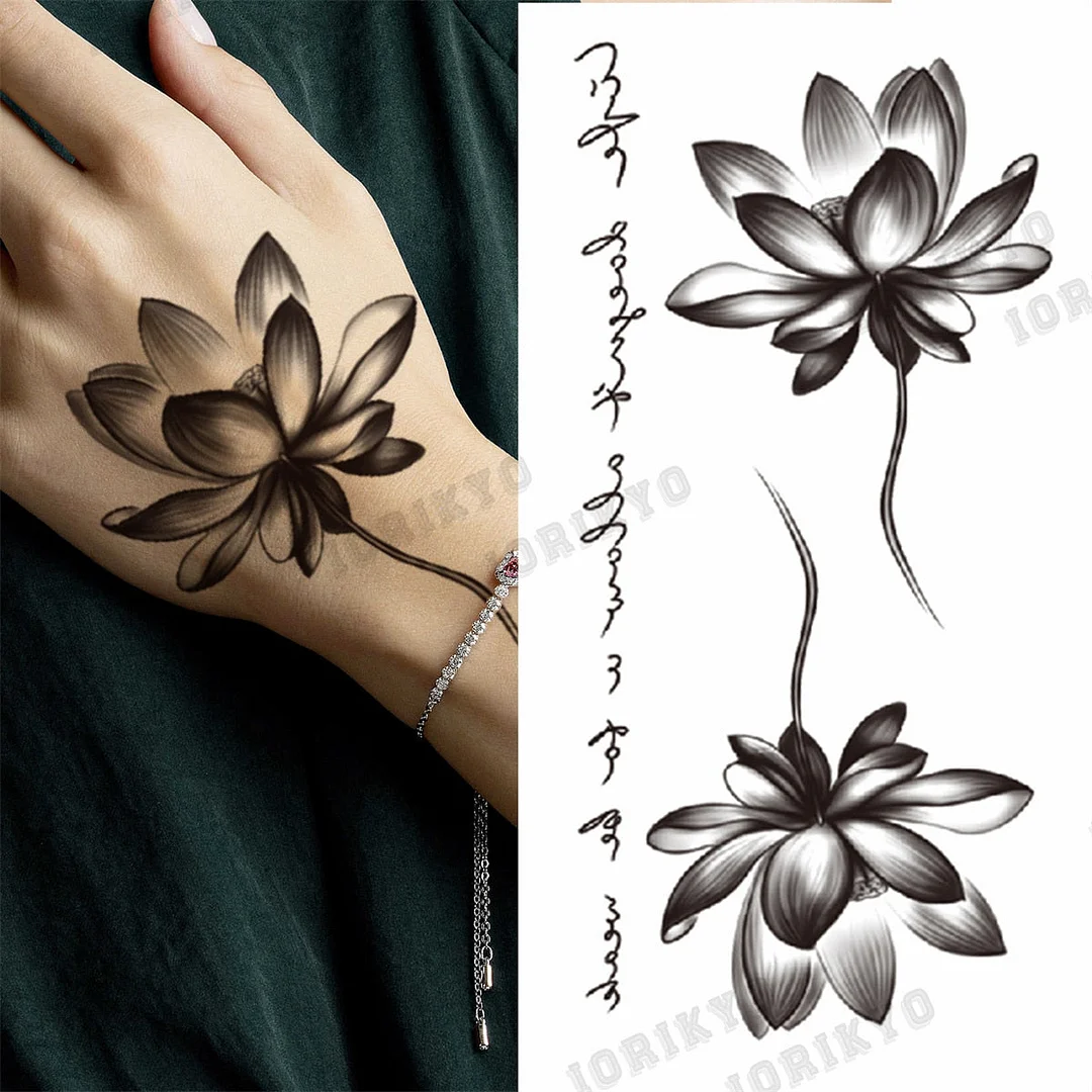 3D Skull Rose Flower Temporary Tattoos For Women Men Geometry Tiger Compass Mandala Fake Tattoo Washable Body Art Painting Tatoo
