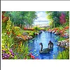 Beautiful Swan Lake Scenery  | Full Round Diamond Painting Kits