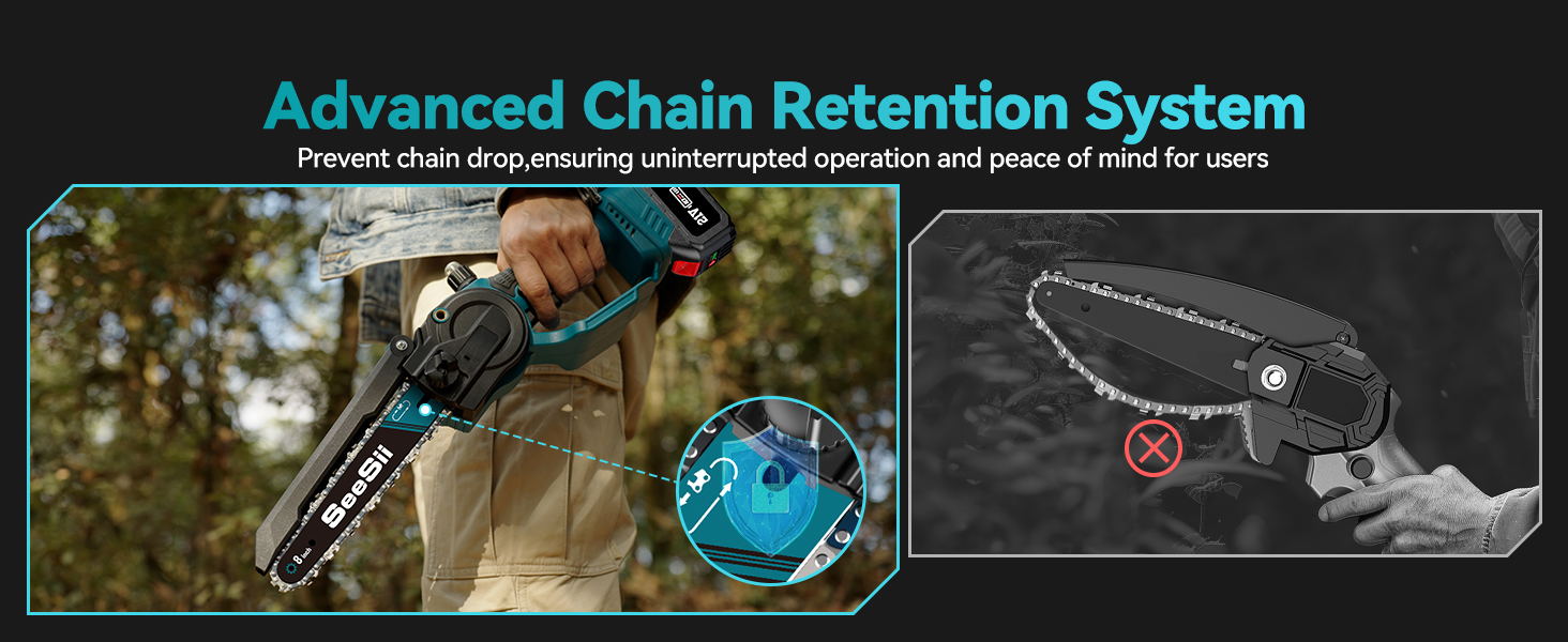 Seesii Mini Chainsaw,Portable Electric Chainsaw Cordless 8 inch CH888