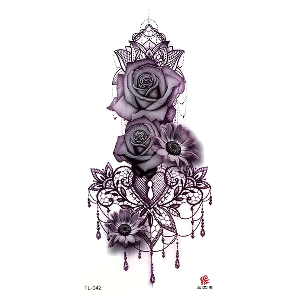 Beauty 1 Pcs Make Up Fake Temporary Tattoos Stickers Rose Flowers Arm Shoulder Tattoo Waterproof Women Big Flash Tattoo On Body