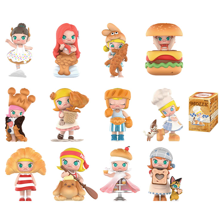 POP MART Molly Puffy Head Collection Figure Blind Box Products Single Mystery Box/Full Box 12 Pcs