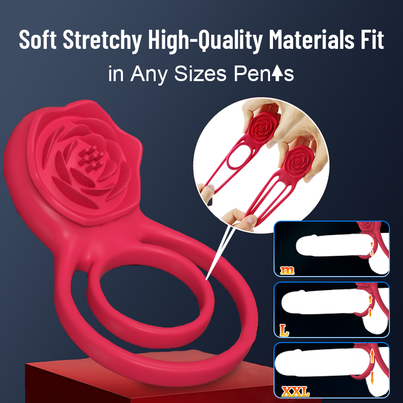 Elegant Rose-Shaped Clit Stimulator and Vibrating Cock Ring for Couples