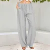Gioiacombo&trade; Nuovi pantaloni casual larghi in cotone e lino da donna