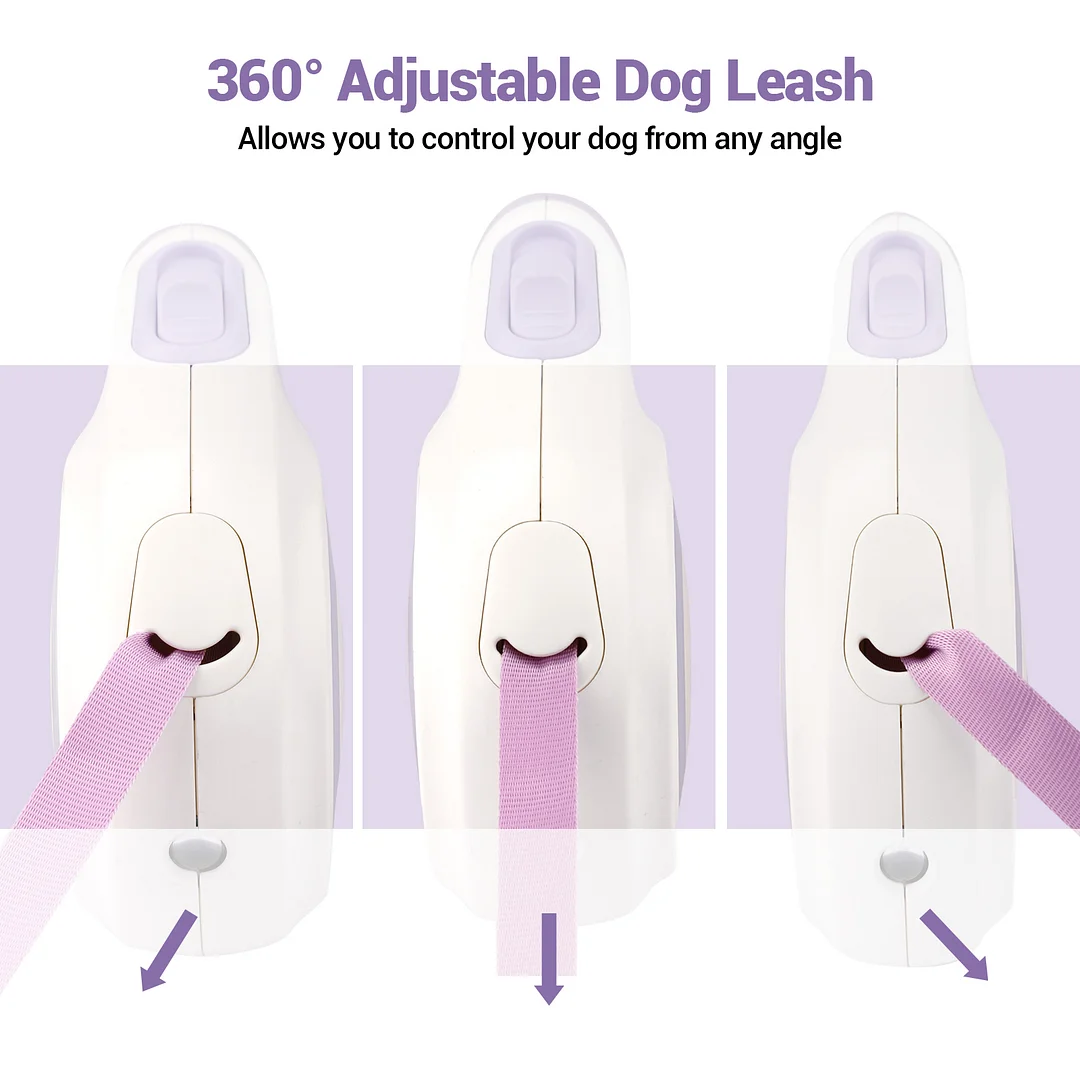 BEBANG Retractable Dog Leash, 16ft with Light, Anti-Slip Handle, One Button Brake & Lock Tangle-Free